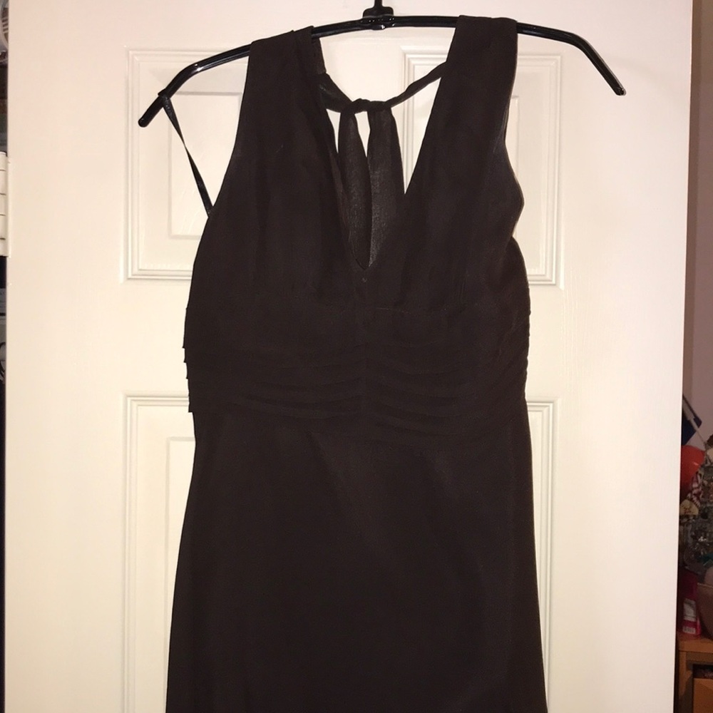 Brown chiffon halter top backless dress